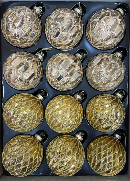 Шар стеклянный золото и шампань